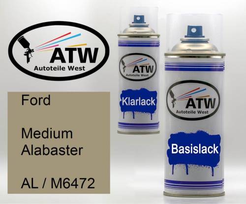 Ford, Medium Alabaster, AL / M6472: 400ml Sprühdose + 400ml Klarlack - Set, von ATW Autoteile West.